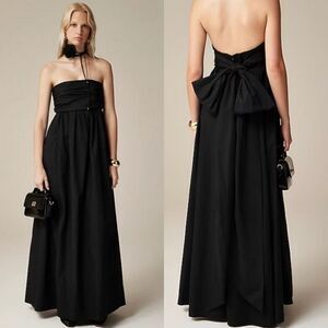 NWT J CREW Strapless bow-back maxi dress in black